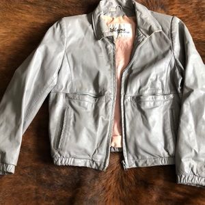 vintage grey leather jacket